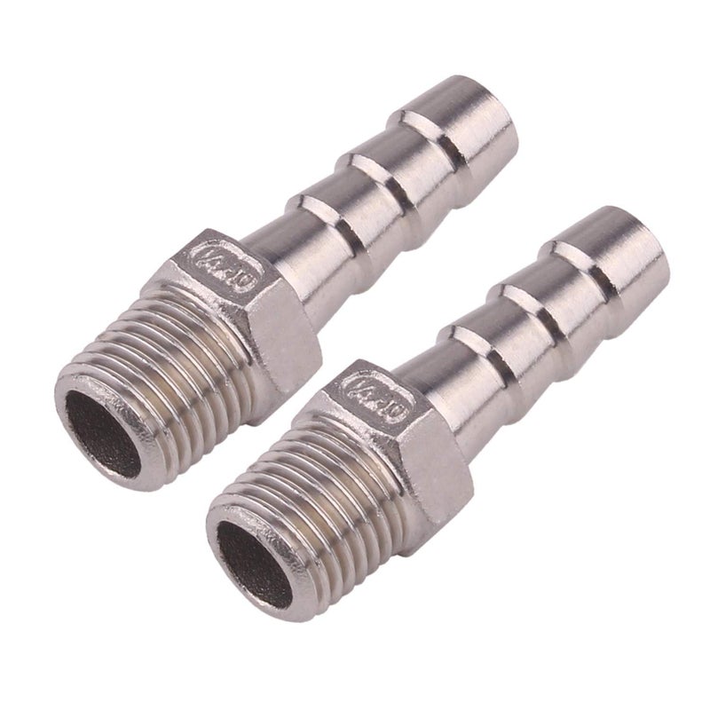DERNORD Stainless Steel 3/8"" Hose Barb x 1/4"" NPT Male - Home Brew Pipe Fitting Pack of 2 - Image 5